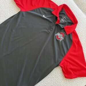 Ohio State Buckeyes Shirt Mens Medium Gray Short Sleeve Dri Fit Polo Nike